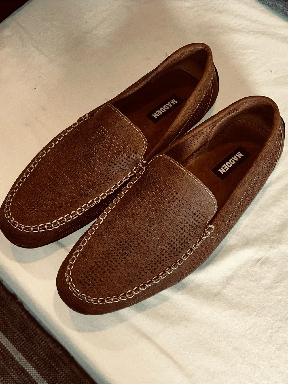 Steve Madden Men’s Brown Perforated Slip-On Loafers Size 11 Casual Comfort Shoe